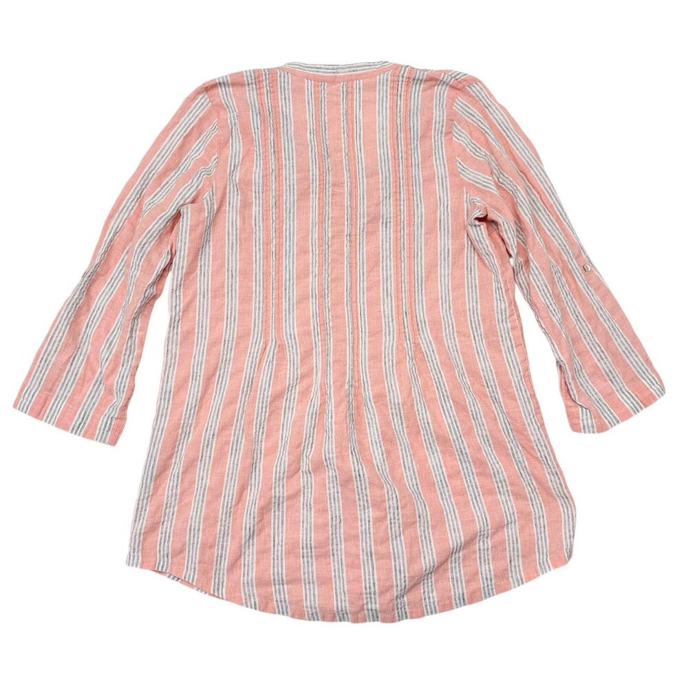 Soft Surroundings‎ Tunic Top Size Medium Pink Striped Lagenlook Mature Coastal - Picture 2 of 7